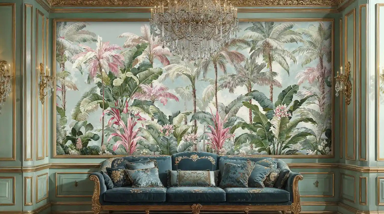 Tropical Palms and Lush Botanicals Wall Mural-2