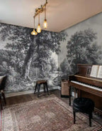 Vintage Countryside Wall Mural in Black and White-2