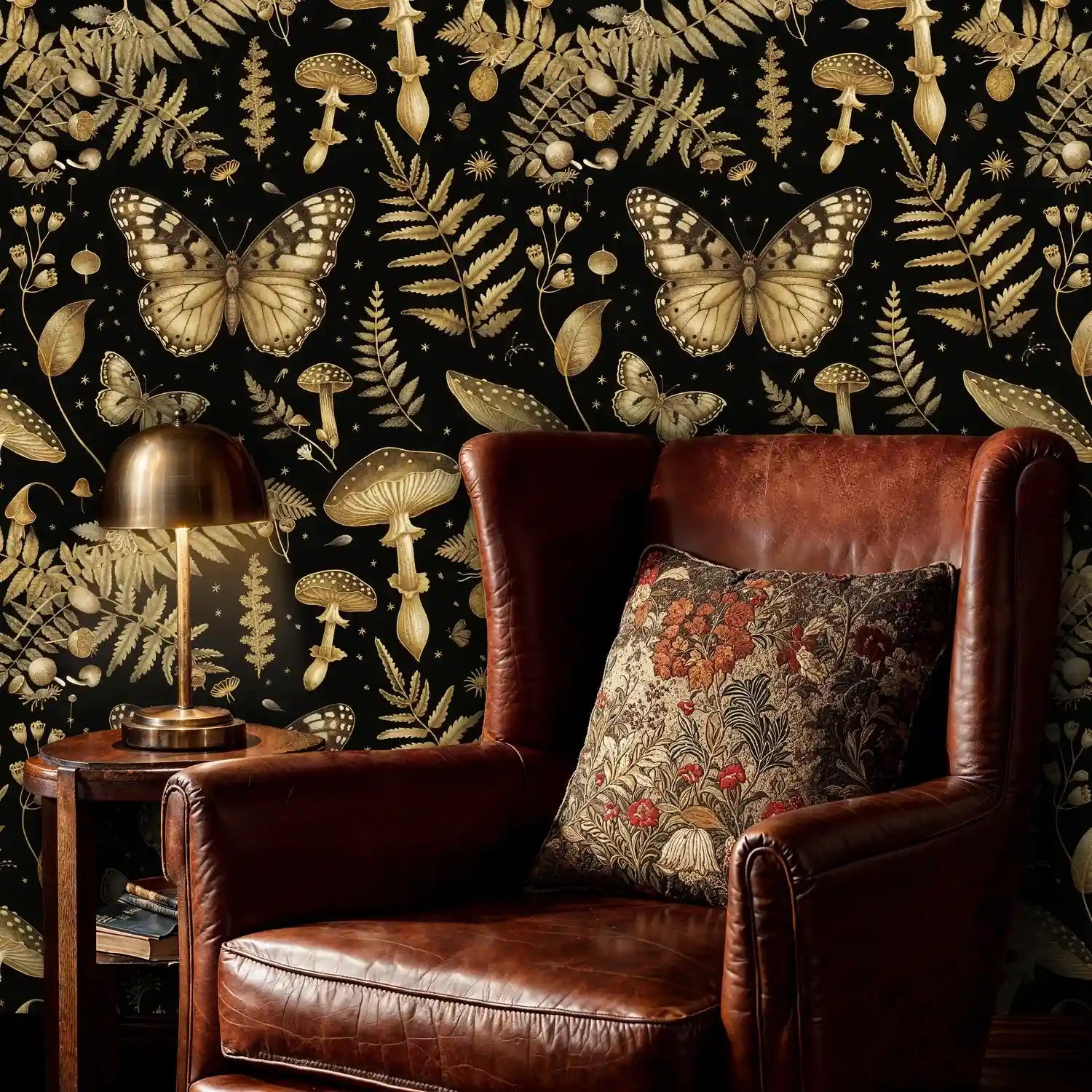 Enchanted Forest Wallpaper in Black and Gold-4